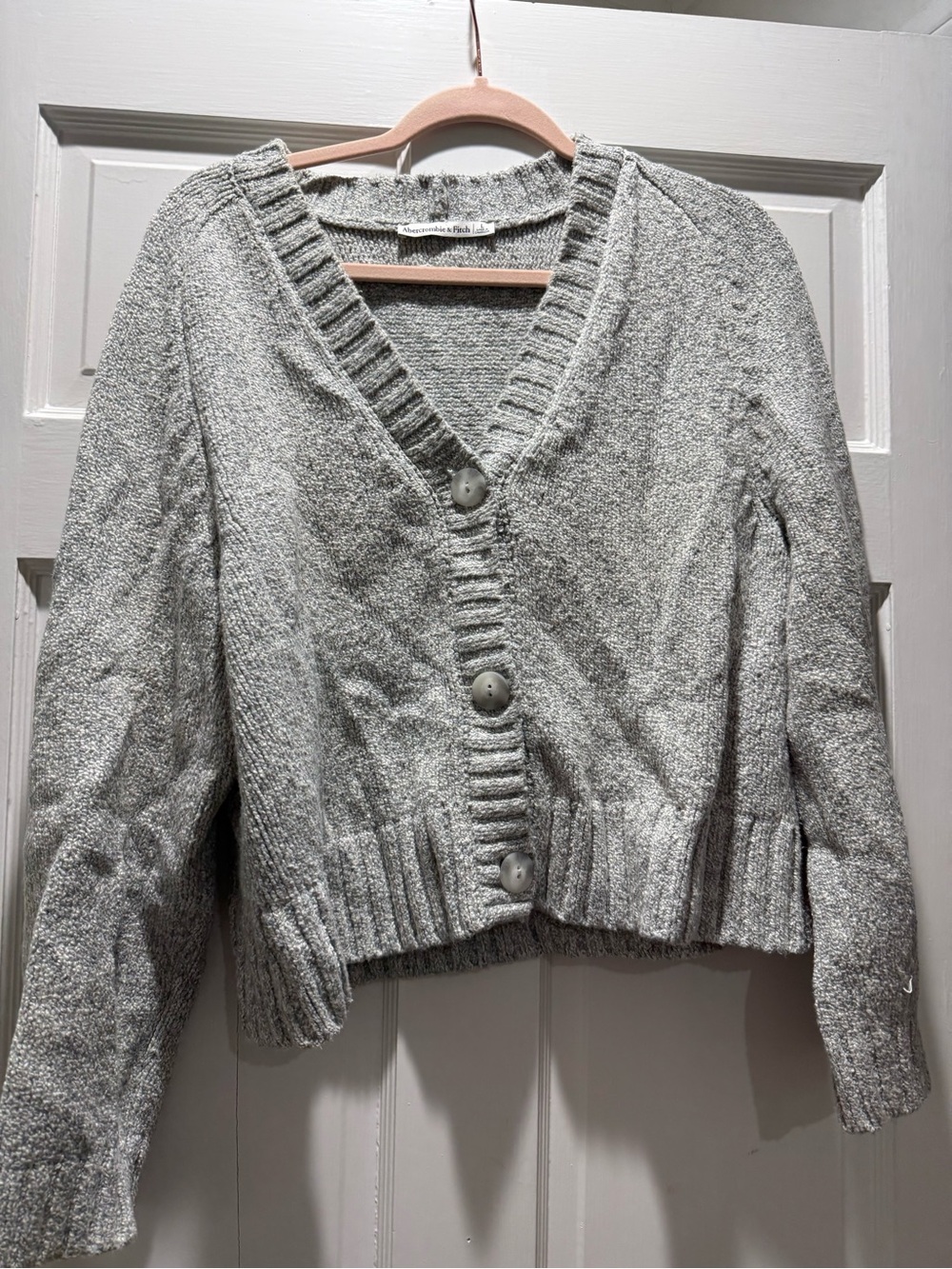 Abercrombie & Fitch Light Gray Chunky Button Cardigan